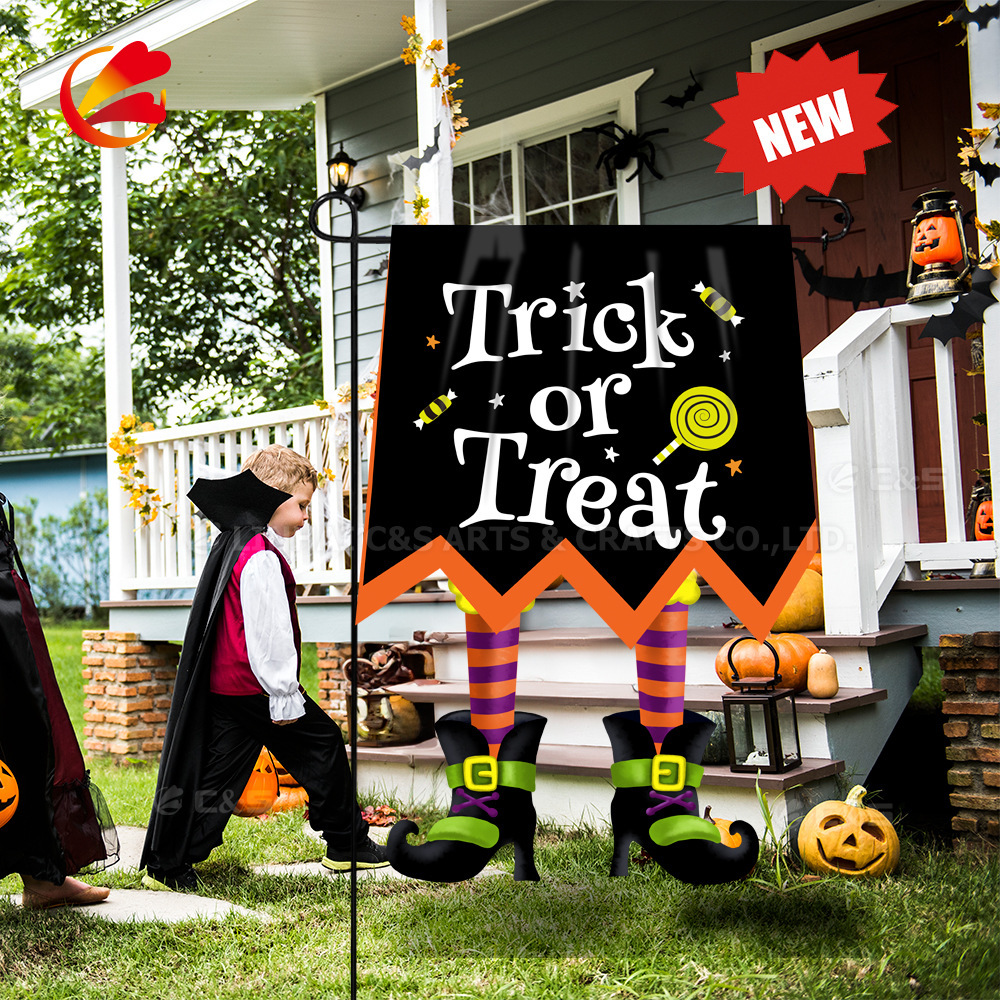  Halloween Alien Garden Flag Halloween Garden Decoration Festival Decoration Flag Double sided Three dimensional Garden Flag