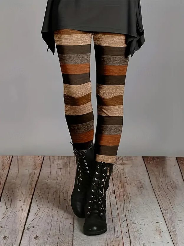 Women's Pants Trousers Leggings Streetwear Casual Full Length High Waist Striped Elastic Waist Print Breathability Comfortable Stretchy Vacation Street Daily Wear