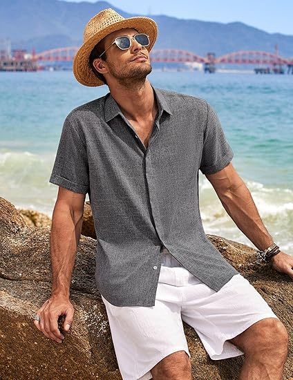 Men's Linen Shirts Short Sleeve