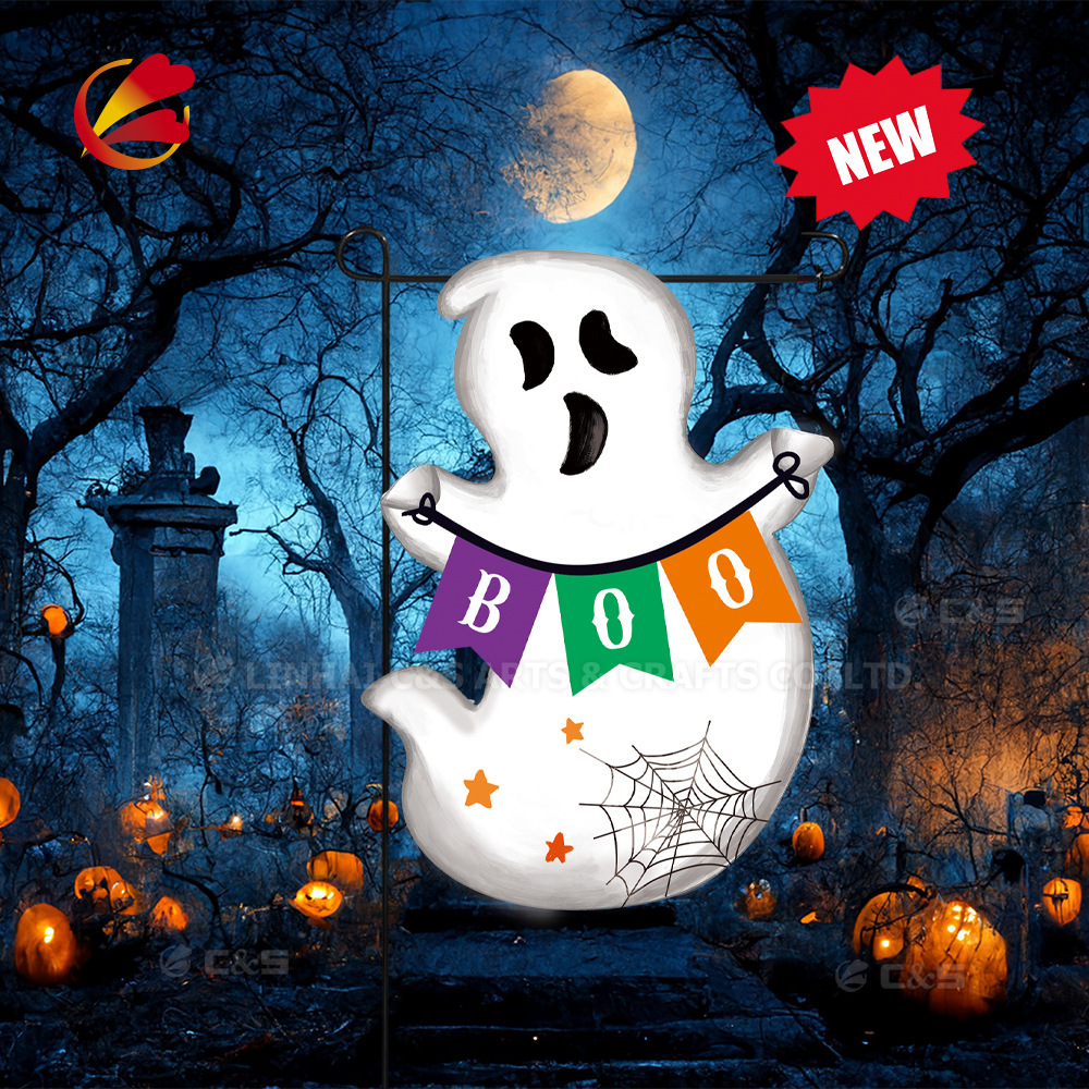  Halloween Alien Garden Flag Halloween Garden Decoration Festival Decoration Flag Double sided Three dimensional Garden Flag