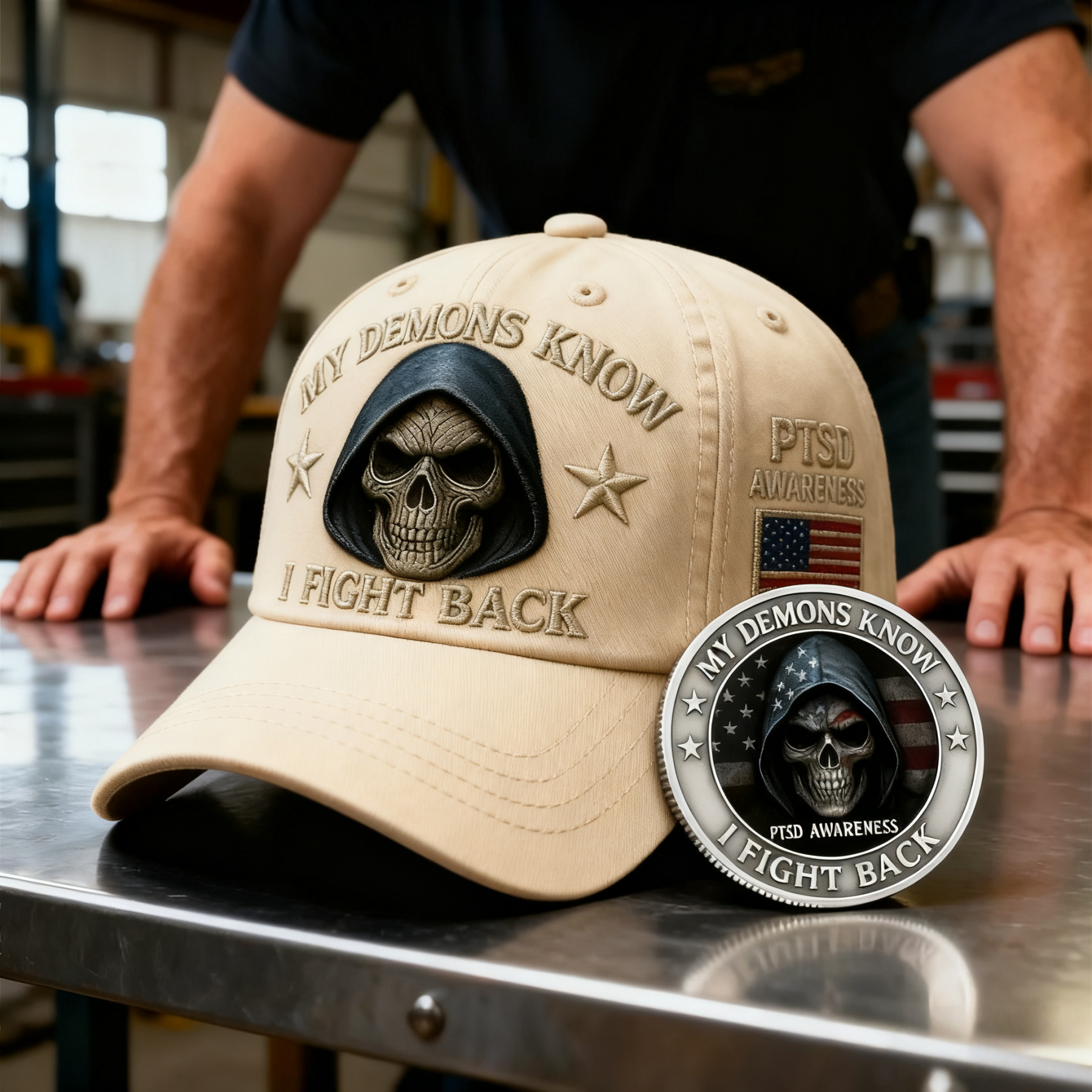 🏅Veteran's Day 50% OFF - 💀 “My Demons Know I Fight Back” PTSD Awareness Set 🇺🇸