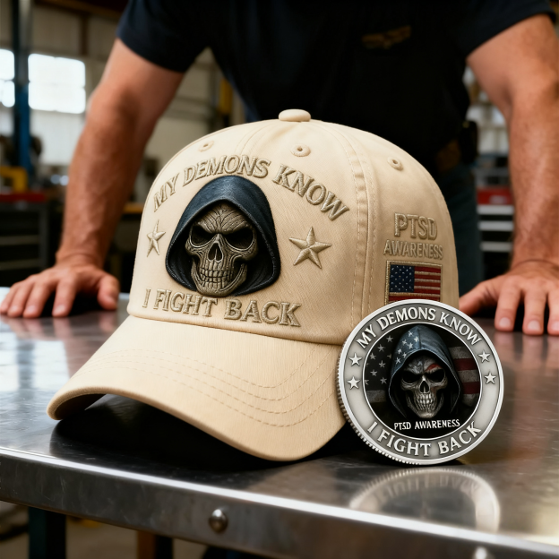 🏅Veteran's Day 50% OFF - 💀 “My Demons Know I Fight Back” PTSD Awareness Set 🇺🇸