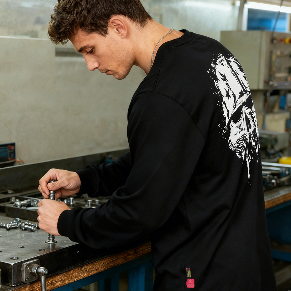 7oz Midweight Flame Resistant Flag/Skull Print Henley T-Shirts NFPA2112 CAT2