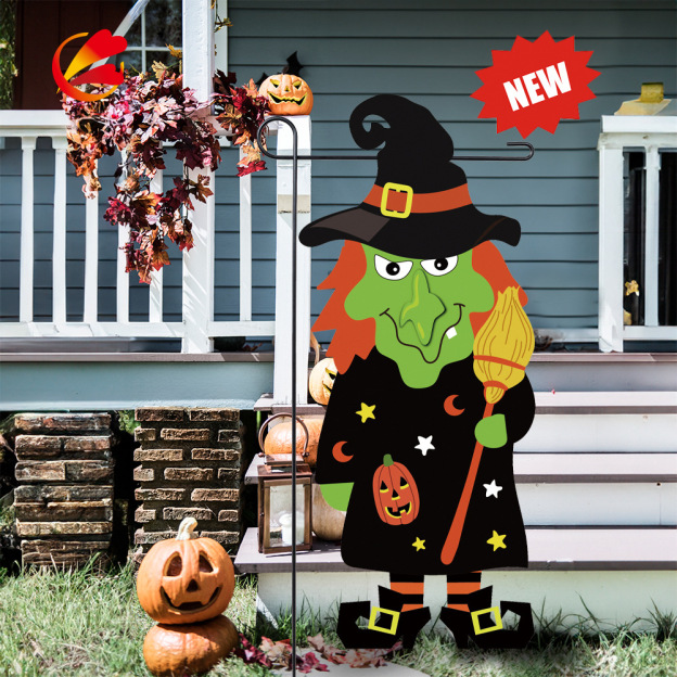  Halloween Alien Garden Flag Halloween Garden Decoration Festival Decoration Flag Double sided Three dimensional Garden Flag