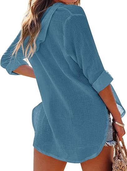 👗Women's Beach Cover Up hoodies sweatshirt Long Sleeve V Neck Pocketed Hooded Shirt Top