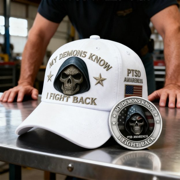 🏅Veteran's Day 50% OFF - 💀 “My Demons Know I Fight Back” PTSD Awareness Set 🇺🇸