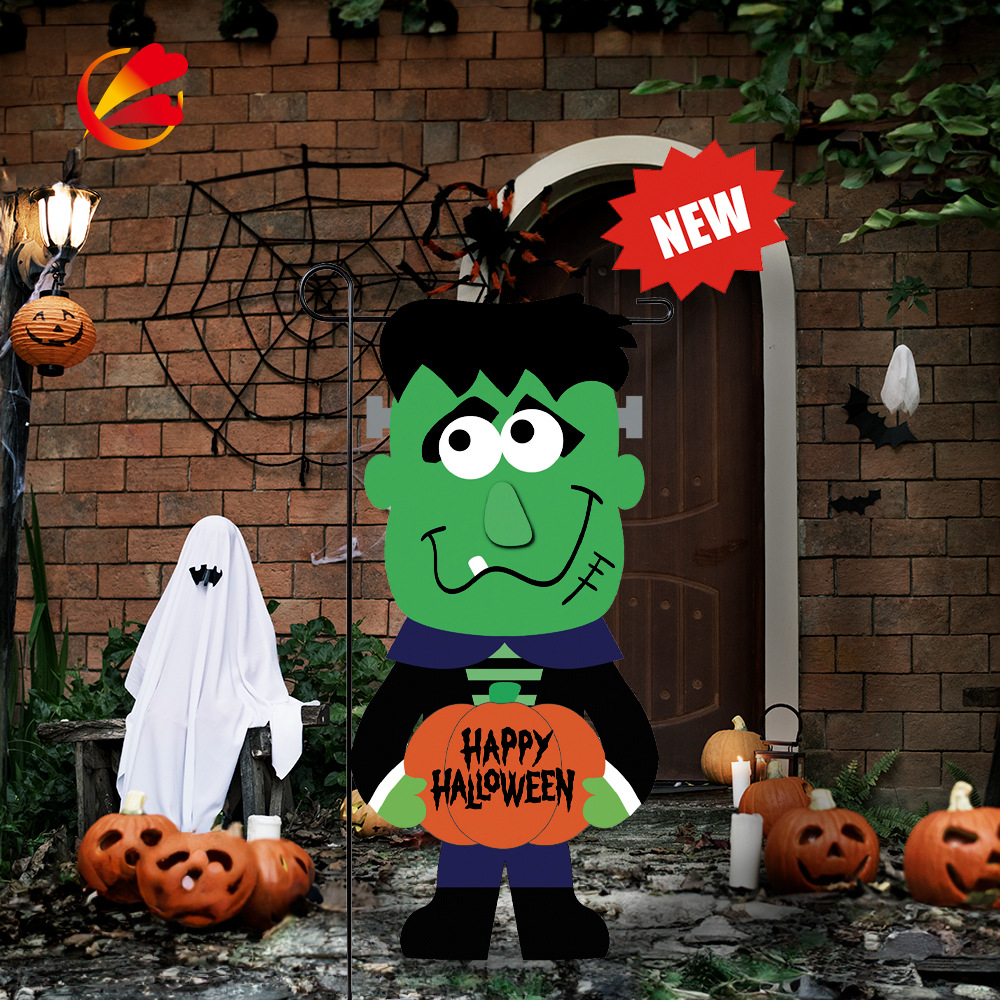  Halloween Alien Garden Flag Halloween Garden Decoration Festival Decoration Flag Double sided Three dimensional Garden Flag