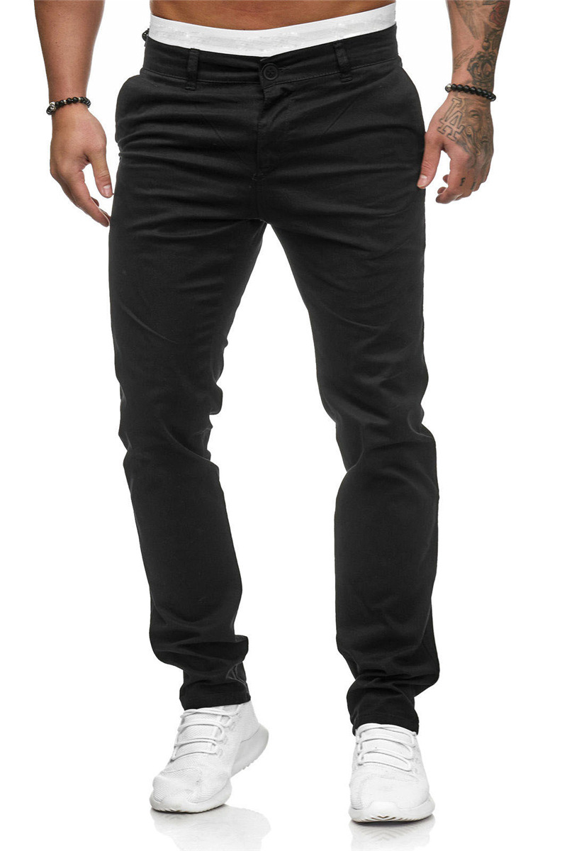 Summer Casual Men's Slim-Fit Youth Solid Color Trousers
