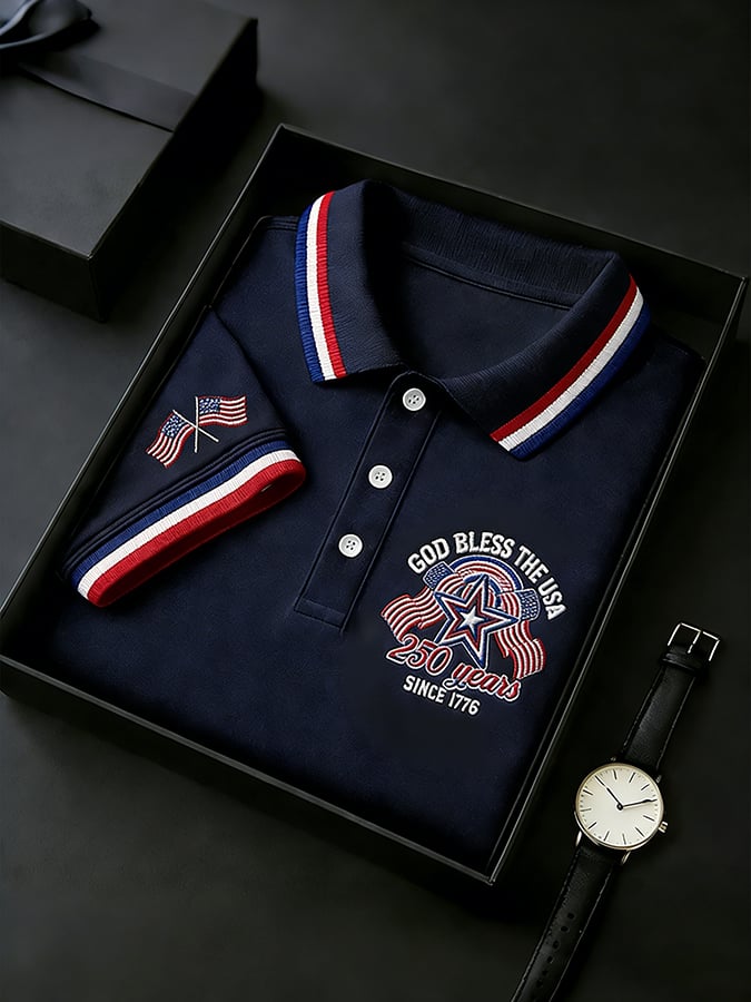 Men's America 250th Anniversary Faith One Nation Under God  Polo Shirt
