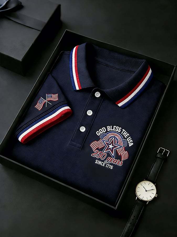 Men's America 250th Anniversary Faith One Nation Under God  Polo Shirt
