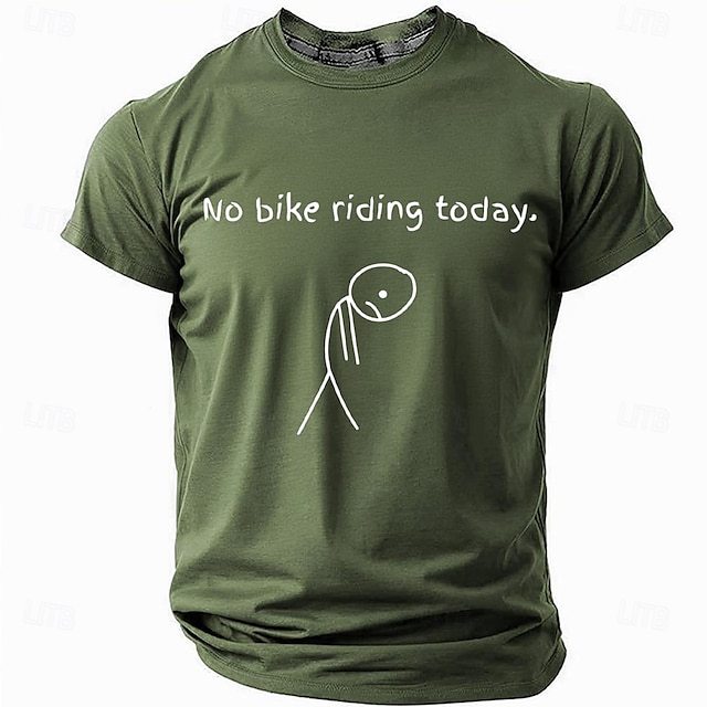  Men's No Bike Riding Today Funny T Shirt Short Sleeve T shirt 3D Print Crew Neck Shirt Fashion Daily Basic Street Casual Black Red Blue Summer Spring Clothing Apparel