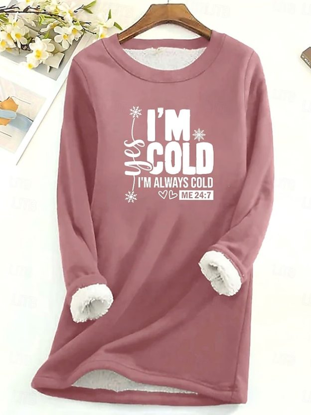 Women's Pullover Sweatshirt Graphic Letter Warm Casual Fuzzy Long Sleeve Crew Neck Round Neck Long Tops Street Casual Light Pink Black Dark Pink Blue Spring Fall Winter