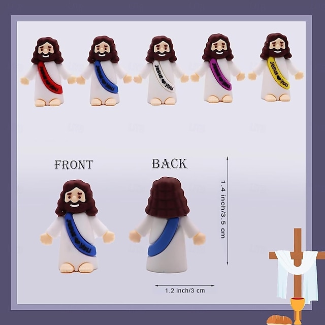 Little Jesus Figures Original Design Jesus Love You Mini Rubber Toys to Hide and Seek Christmas Religious Party Favors Sunday School Baptism Gifts