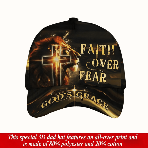 Faith Over Fear Hat, Christian Hat, Jesus Hat, Religious Cap, Personalized Christian Jesus Hat, Cross Hat For Men, Religious Gifts