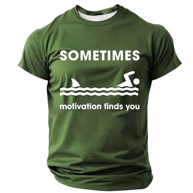  Men's Sometimes Motivation Finds You Funny T Shirt Short Sleeve T shirt 3D Print Crew Neck Shirt Fashion Daily Basic Street Casual Daily Black Red Blue Summer Spring All Seasons Clothing Apparel