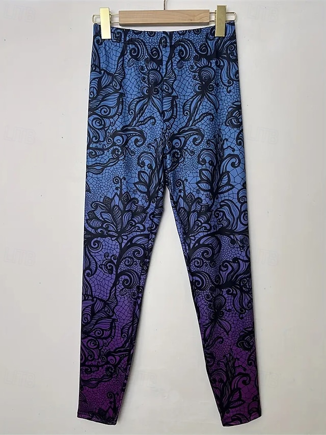 Women's Pants Trousers Leggings Streetwear Casual Full Length High Waist Striped Elastic Waist Print Breathability Comfortable Stretchy Vacation Street Daily Wear