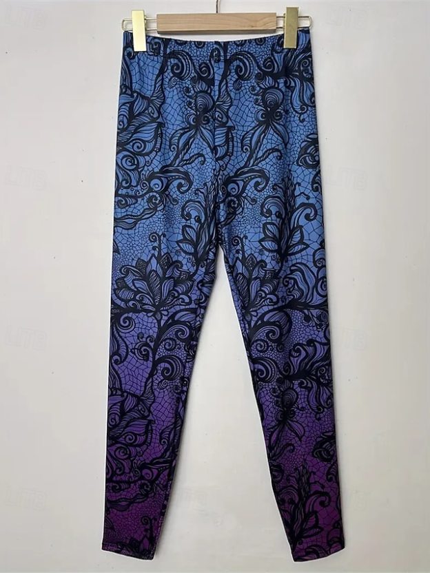 Women's Pants Trousers Leggings Streetwear Casual Full Length High Waist Striped Elastic Waist Print Breathability Comfortable Stretchy Vacation Street Daily Wear