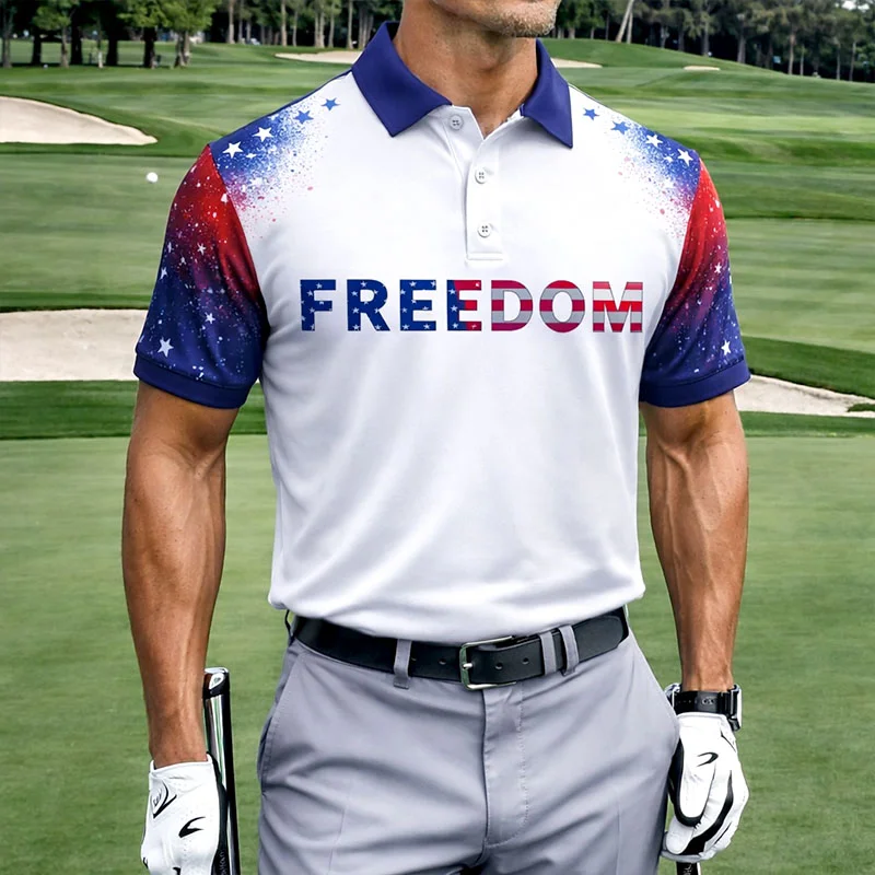 US 250th Anniversary Print Men's Polo Shirt-3