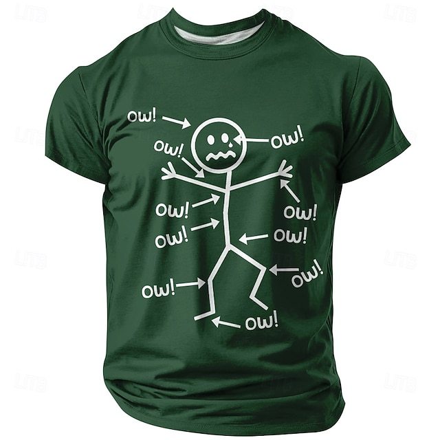 Men's Character Funny T Shirt Short Sleeve T shirt 3D Print Crew Neck Shirt Fashion Daily Basic Street Casual Daily Black Red Blue Summer Spring All Seasons Clothing Apparel