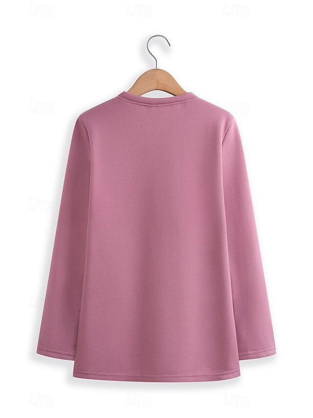 Women's Pajamas Set Fleece Lined 2 Pieces Sweatshirt Tracksuits Loungewear Set Pyjamas Fleece Fluffy Long Sleeve Top and Pant Text Print Comfort Casual Home Wear Drawstring Solid Cozy Winter