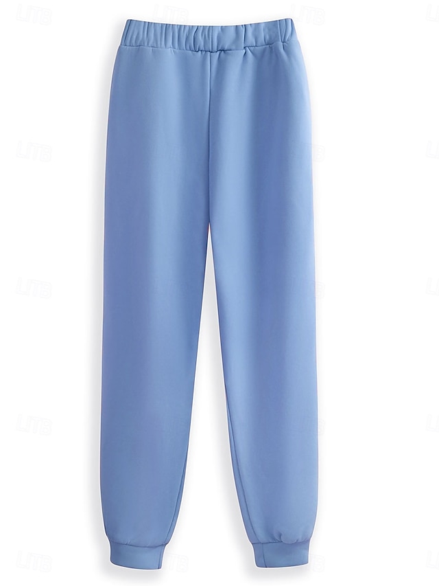 Women's Elegant Warm Fashion Two Piece Sets Tracksuit Pants Sets Long Sleeve Bishop Sleeve Crew Neck Round Neck Graphic Letter Portrait Print Outdoor Vacation Daily Black Pink Dark Pink Spring