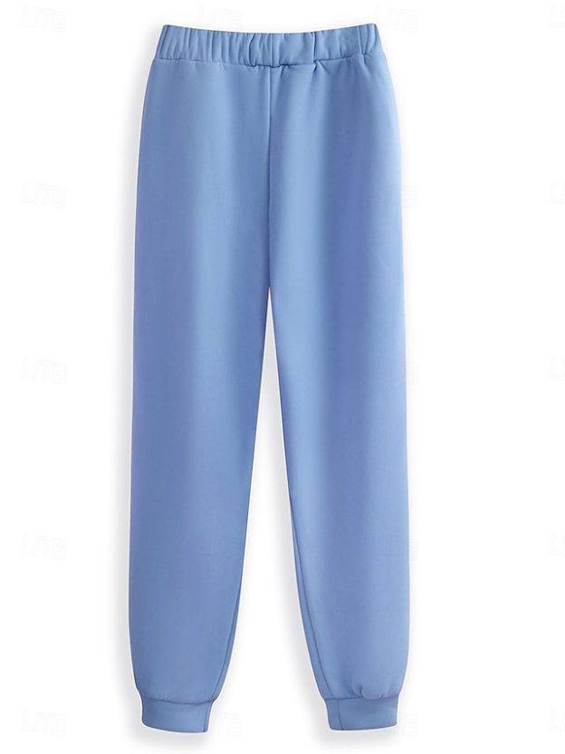 Women's Elegant Warm Fashion Two Piece Sets Tracksuit Pants Sets Long Sleeve Bishop Sleeve Crew Neck Round Neck Graphic Letter Portrait Print Outdoor Vacation Daily Black Pink Dark Pink Spring