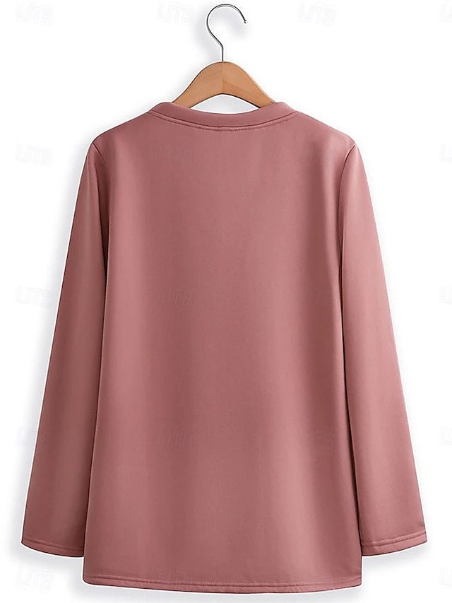 Women's Pullover Sweatshirt Graphic Letter Warm Casual Fuzzy Long Sleeve Crew Neck Round Neck Long Tops Street Casual Light Pink Black Dark Pink Blue Spring Fall Winter