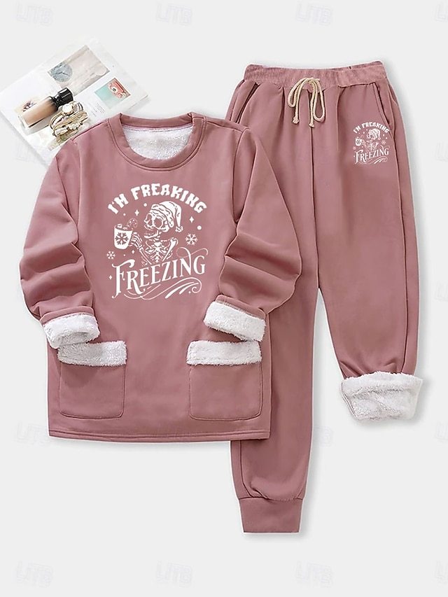 More about this item  Highlights - Stay warm and cozy with fleece lining - Trendy letter pattern adds a fashionable touch - Classic crew neck design for a versatile look  Selling Points 1.Neckline: Crew Neck 2.Pattern: Letter 3.Details: Fleece lined  Spec