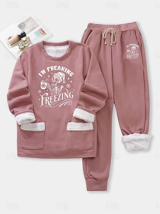 More about this item  Highlights - Stay warm and cozy with fleece lining - Trendy letter pattern adds a fashionable touch - Classic crew neck design for a versatile look  Selling Points 1.Neckline: Crew Neck 2.Pattern: Letter 3.Details: Fleece lined  Spec