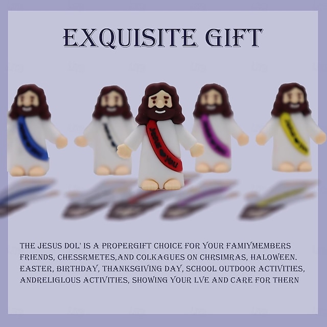Little Jesus Figures Original Design Jesus Love You Mini Rubber Toys to Hide and Seek Christmas Religious Party Favors Sunday School Baptism Gifts