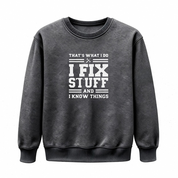 🔥“I Fix Stuff & Know Things” Tee – The Perfect T-Shirt for Problem Solvers 🔧