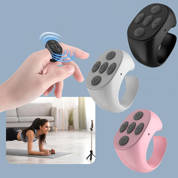 Fingertip Wireless Bluetooth Remote Control, Hands-Free Bluetooth Scrolling Ring for Phone & Camera