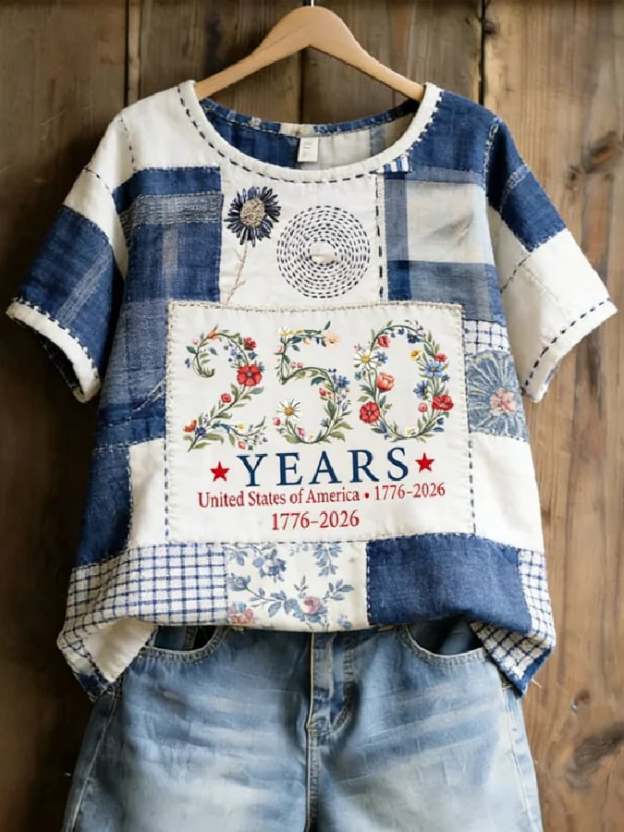 Women's Cotton-Linen 250th Anniversary Printed Top