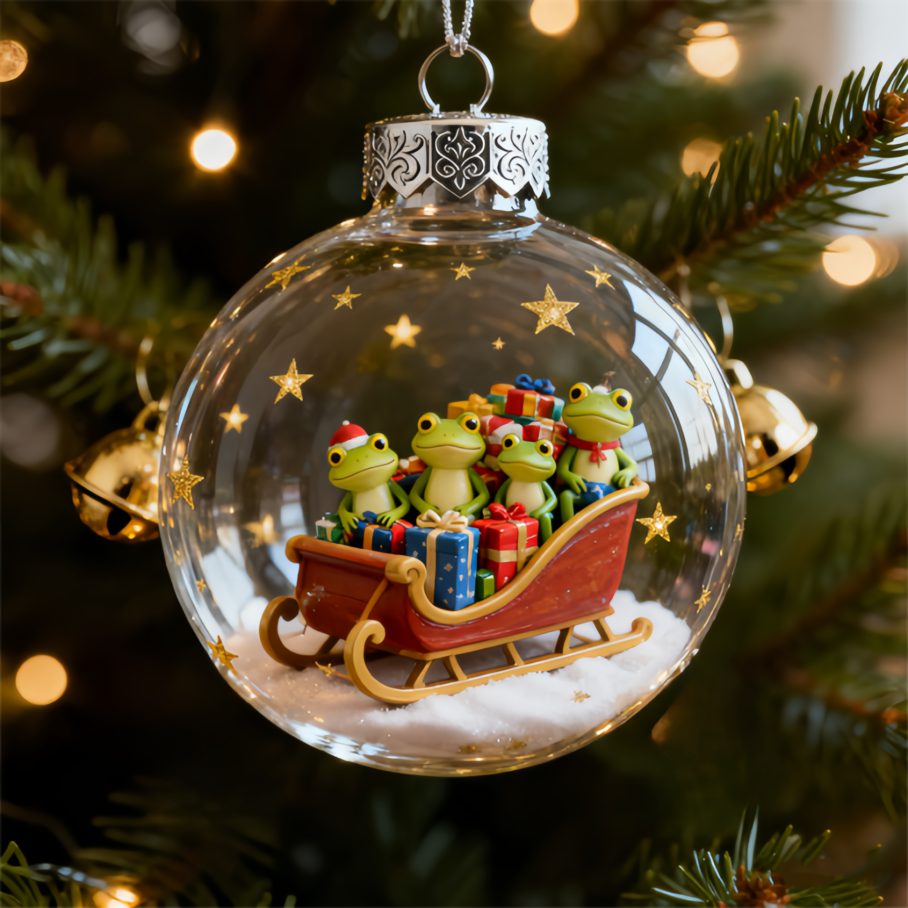Froggy Holiday Magic Christmas Ornament