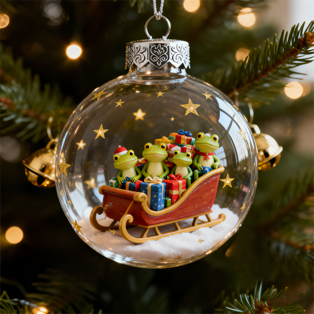 Froggy Holiday Magic Christmas Ornament