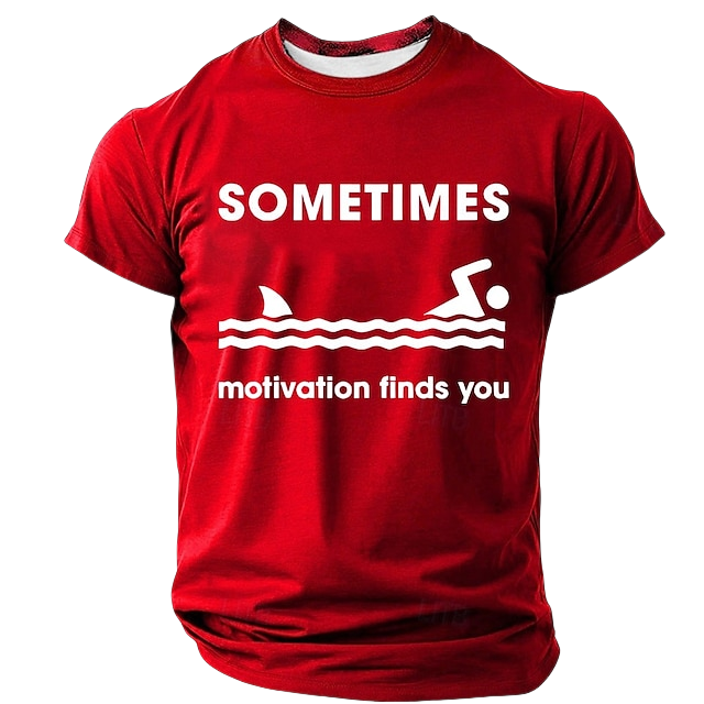 Men's Sometimes Motivation Finds You Funny T Shirt Short Sleeve T shirt 3D Print Crew Neck Shirt Fashion Daily Basic Street Casual Daily Black Red Blue Summer Spring All Seasons Clothing Apparel