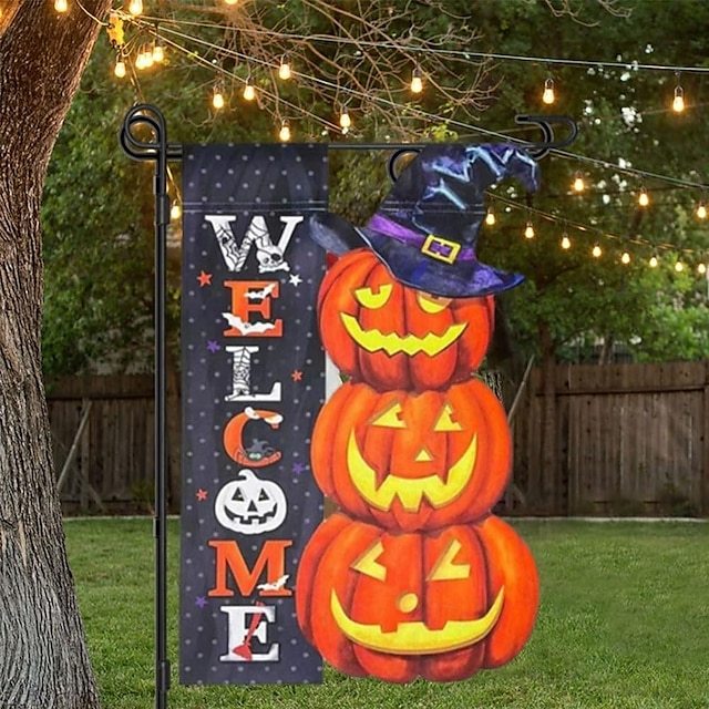  Halloween Alien Garden Flag Halloween Garden Decoration Festival Decoration Flag Double sided Three dimensional Garden Flag