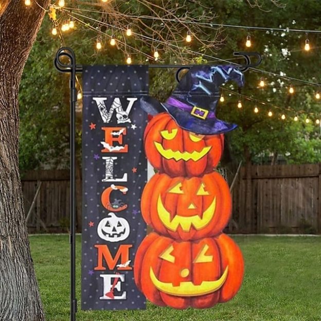  Halloween Alien Garden Flag Halloween Garden Decoration Festival Decoration Flag Double sided Three dimensional Garden Flag
