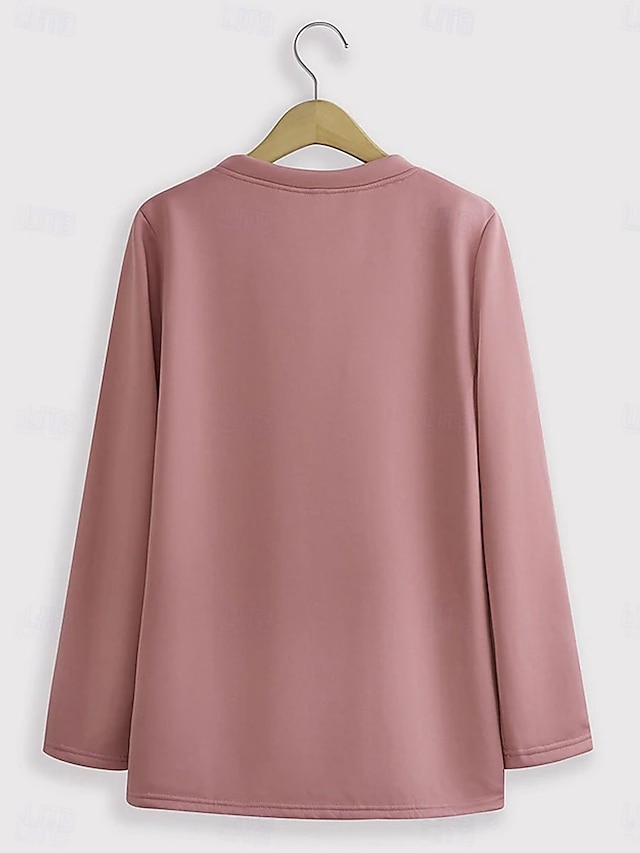 Women's Daily Sweatshirt Long Sleeve Crew Neck Graphic Letter Drawstring Print Casual Black Pink Blue Fall Regular Fit