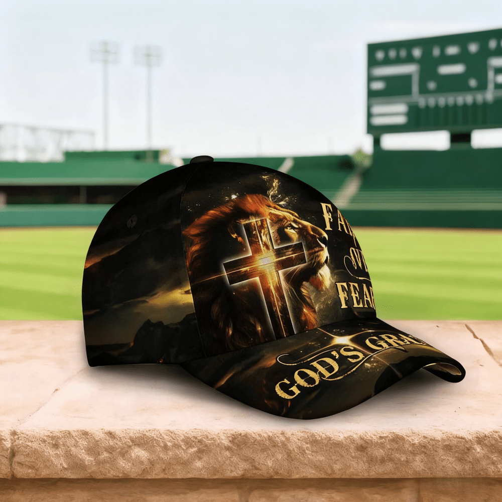 Faith Over Fear Hat, Christian Hat, Jesus Hat, Religious Cap, Personalized Christian Jesus Hat, Cross Hat For Men, Religious Gifts