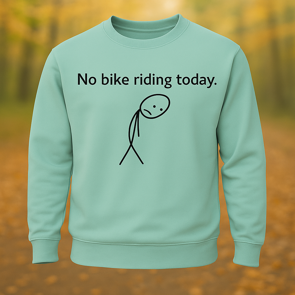 Unisex Sweatshirt – “No Bike Riding Today” Funny Original Graphic Print, Long Sleeve Casual Pullover