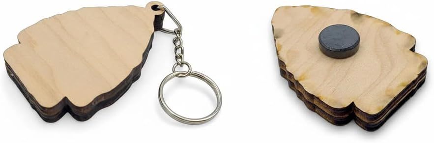 Bigfoot Keychain & Magnet Set, Wooden Bigfoot Footprint Keychain Accessory Gifts for Men & Sasquatch Enthusiasts