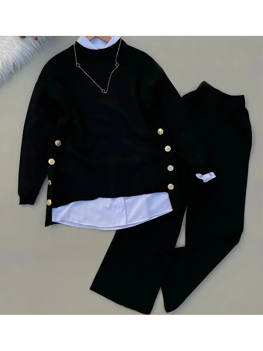 Women's Comfortable Two-Piece Pullover Sweater and Pants Set