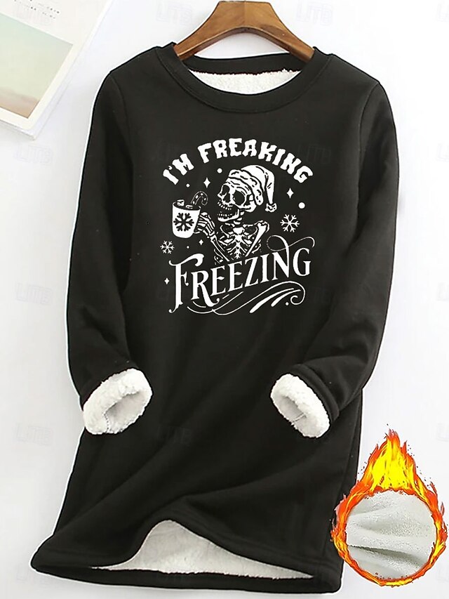 Women's Pullover Sweatshirt Graphic Letter Warm Casual Fuzzy Long Sleeve Crew Neck Round Neck Regular Tops Street Casual Light Pink Black Dark Pink Blue Spring Fall Winter