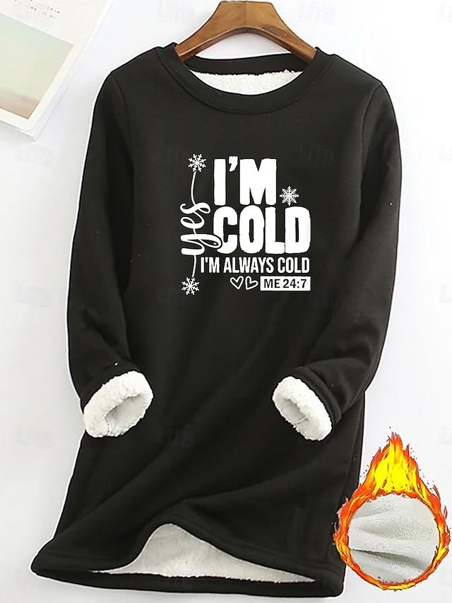 Women's Pullover Sweatshirt Graphic Letter Warm Casual Fuzzy Long Sleeve Crew Neck Round Neck Long Tops Street Casual Light Pink Black Dark Pink Blue Spring Fall Winter