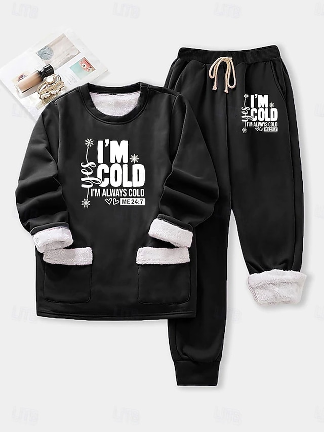 Women's Daily Sweatshirt Long Sleeve Crew Neck Graphic Letter Drawstring Print Casual Black Pink Blue Fall Regular Fit