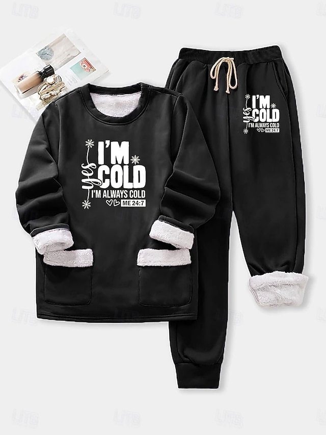 Women's Daily Sweatshirt Long Sleeve Crew Neck Graphic Letter Drawstring Print Casual Black Pink Blue Fall Regular Fit