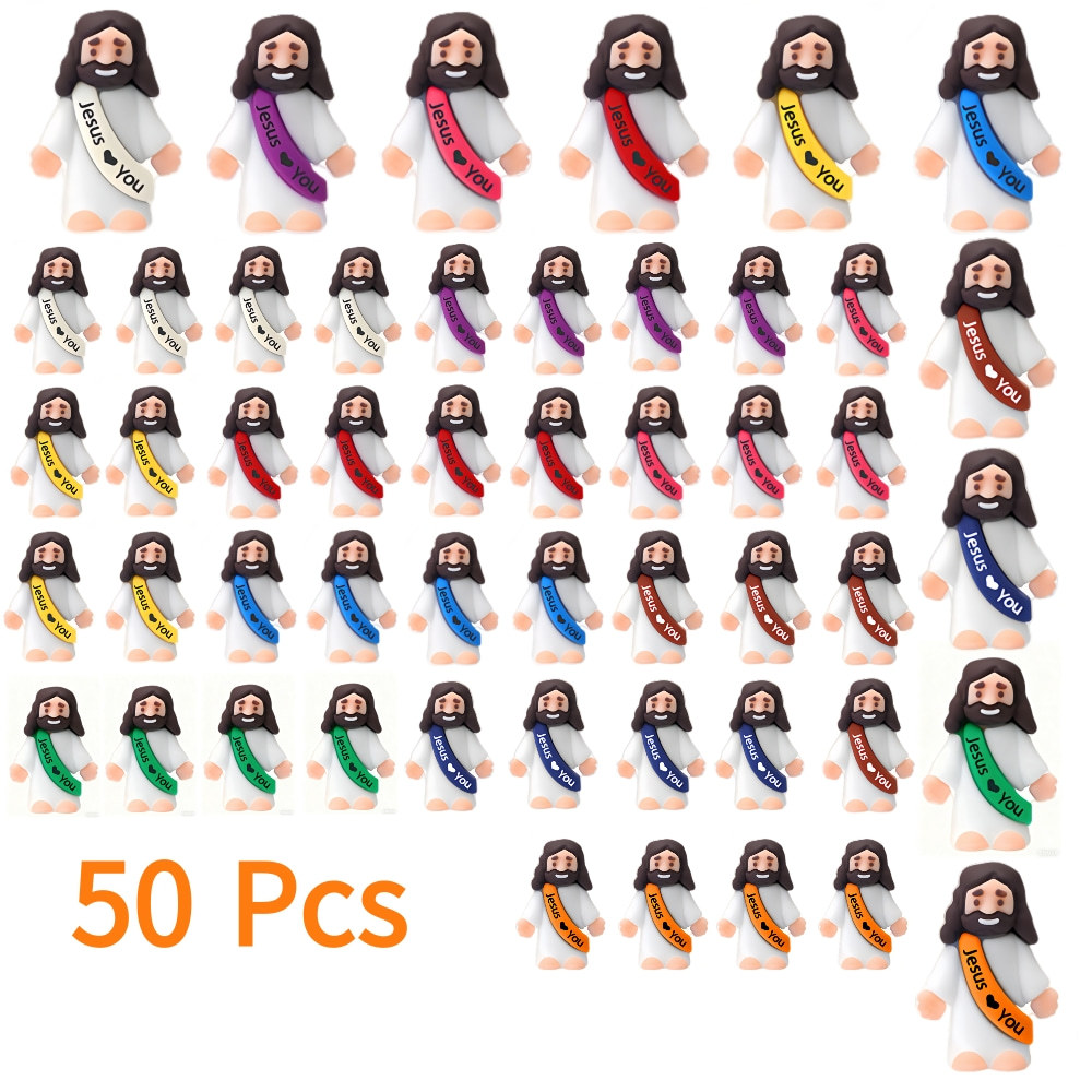 Little Jesus Figures Original Design Jesus Love You Mini Rubber Toys to Hide and Seek Christmas Religious Party Favors Sunday School Baptism Gifts