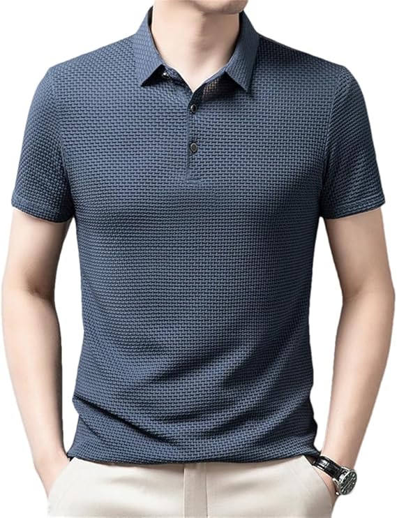 Men's short sleeve polo shirt simple solid color casual breathable top