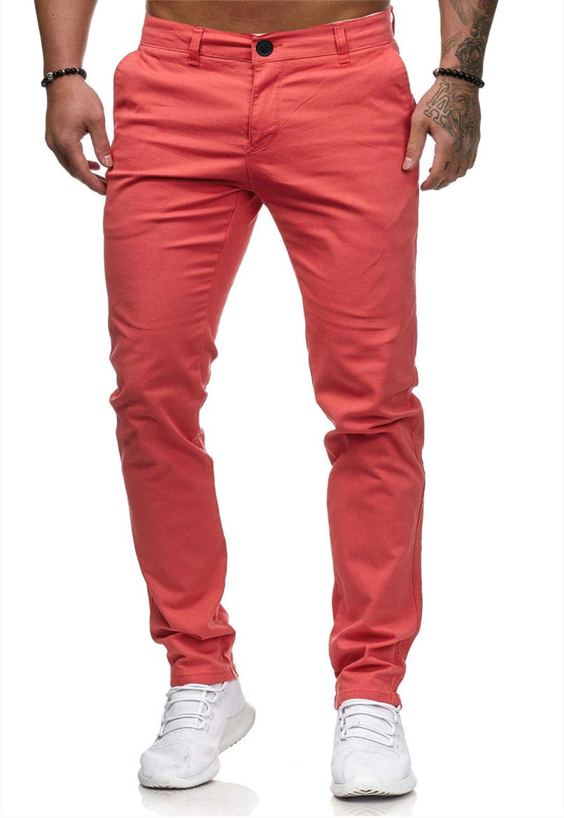 Summer Casual Men's Slim-Fit Youth Solid Color Trousers